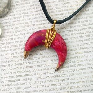 Boho Crescent Necklace Double Horn Pendant